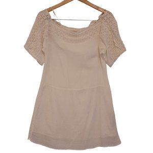 Zara Womens Size XS White Cotton Eyelet Embroidered Gauze Mini Dress Boho Beach